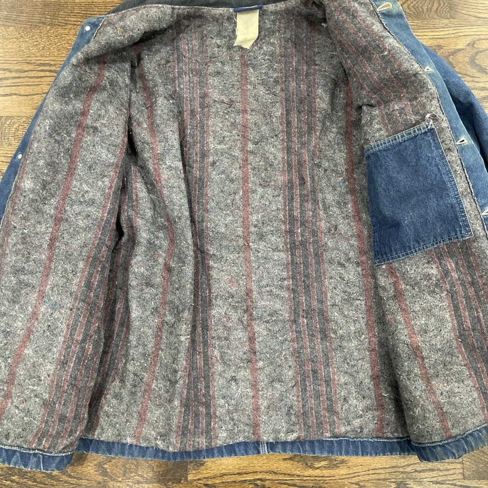 Vintage Dickies Denim Flannel Lined Jacket Work Chore/Trucker Corduroy Collar XL - Picture 4 of 7